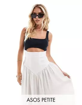 Платье миди кремового и черного цвета с корсетом и корсетом ASOS DESIGN Petite