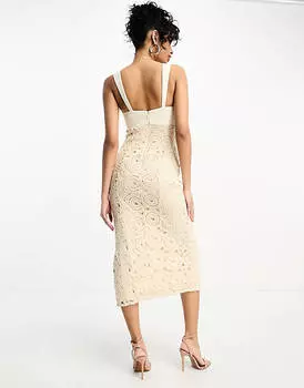 Платье миди крючком с чашечками и бретельками ASOS DESIGN