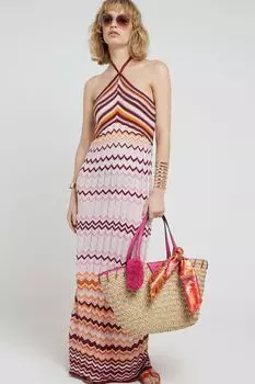 Платье миди крючком с узором шеврон River Island, розовый