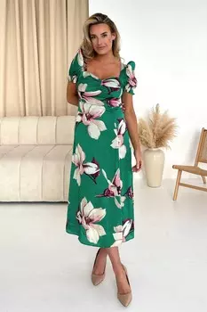 Платье миди Lillian с вырезом в форме сердца Girl In Mind, зеленый