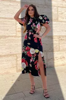 Платье миди Lily с вырезом Girl In Mind, черный