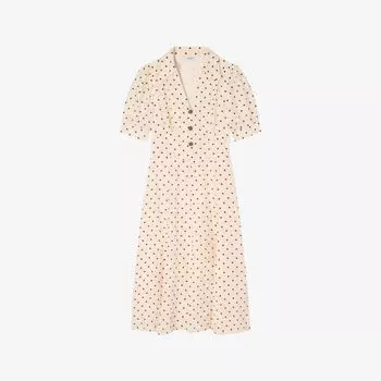 Платье миди Lk Bennett в горошек из смесового шелка, кремовый