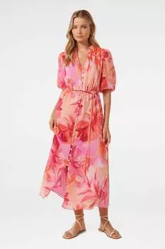 Платье миди Loren с пышными рукавами Forever New, розовый