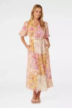 Платье миди Loren с пышными рукавами Forever New, бежевый