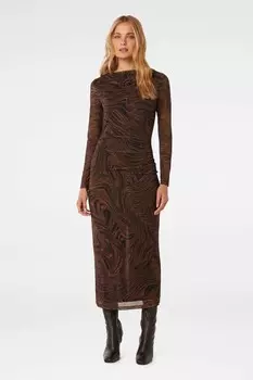 Платье миди Loretta со сборками по бокам Forever New, коричневый