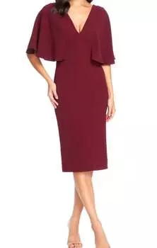 Платье-миди Louisa Cocktail с драпированными рукавами в красном цвете Dress The Population