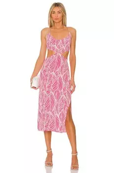 Платье миди Lovers and Friends Makena, цвет Fuchsia Leaf Print