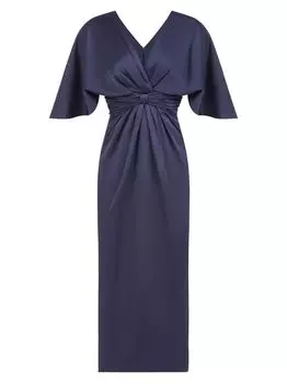 Платье миди Lucia с v-образным вырезом THEIA, нави