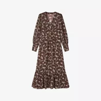 Платье-Миди Lucian с цветочным принтом и схематичным узором Lk Bennett, коричневый