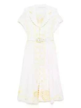 Платье миди Lucky с вышивкой ZIMMERMANN, белый