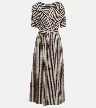 Платье миди lydia с открытыми плечами из смесового хлопка Altuzarra, мультиколор