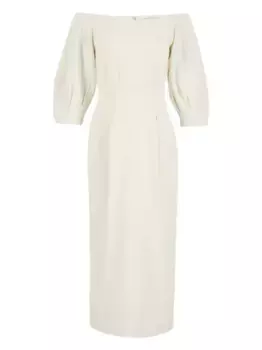 Платье миди Majano с открытыми плечами и объемными рукавами Gabriela Hearst, нейтральный