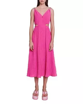 Платье миди Maje Runeti с вырезом, розовый