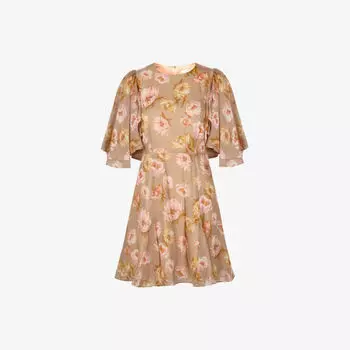 Платье миди Malina Ida с оборками на рукавах из смесового шелка, мультиколор