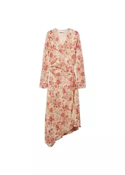 Платье миди MANGO Dress Clari, пастельный розовый