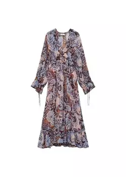 Платье миди MANGO Dress Ramona, светло-синий