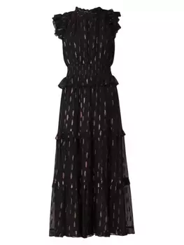 Платье миди Maren с клипсами в горошек Shoshanna, цвет jet