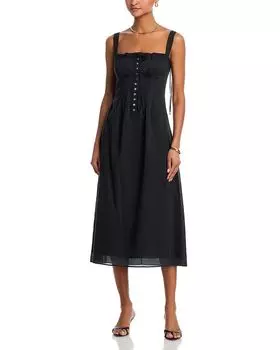 Платье миди Matilde с кружевной отделкой STAUD, черный