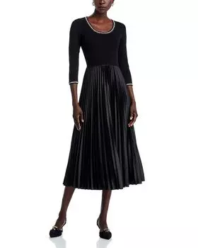 Платье миди Mave с рукавами 3/4 и смешанной техникой Elie Tahari, черный