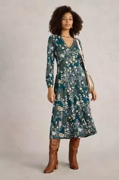 Платье миди Megan из джерси White Stuff, зеленый