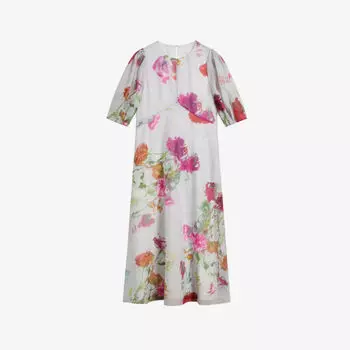 Платье миди Mekayla ампирного силуэта с цветочным принтом Ted Baker, белый