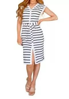 Платье-миди Melting Away в полоску белого/черного цвета One Eleven North
