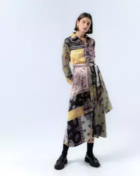 Платье миди Mia с V-образным вырезом и принтом в стиле пэчворк Niza, цвет Multicolor