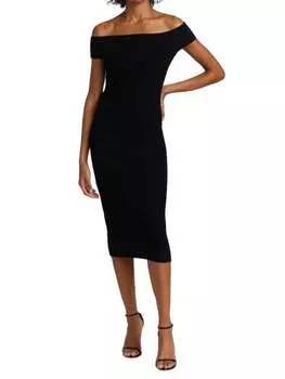 Платье-миди Michael Kors Collection с открытыми плечами, черный