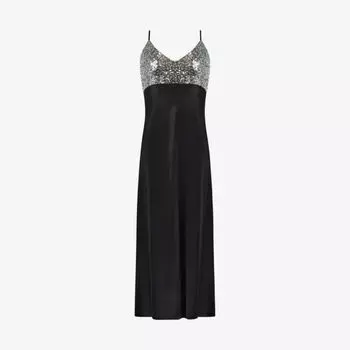 Платье миди миди из эластичной ткани, украшенное пайетками и V-образным вырезом Ro&Zo, черный