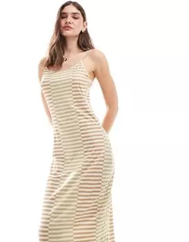 Платье миди миди из джерси Vila в нейтральную полоску