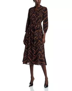 Платье-миди Mila Gilden с принтом в виде цепочки и завязкой на талии Elie Tahari, мультиколор