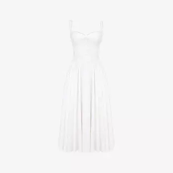 Платье миди Milia с вышивкой и английской вышивкой стрейч из смесового хлопка House Of Cb, белый