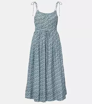 Платье миди Millie с цветочным принтом и сборками Veronica Beard, Lake Mist Multi