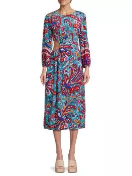 Платье миди Monica с геометрическим узором Ba&Sh, цвет Blue Multi