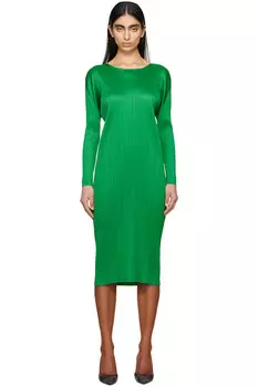 Платье миди Monthly Colors февраль Pleats Please Issey Miyake, зеленый
