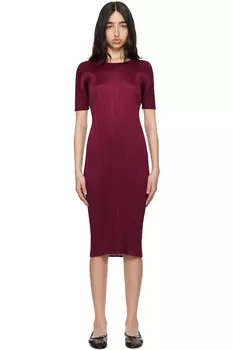 Платье миди Monthly Colors March Pleats Please Issey Miyake, цвет bordeaux