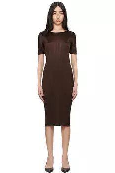 Платье миди Monthly Colors March Pleats Please Issey Miyake, коричневый