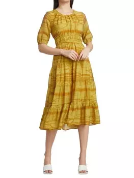 Платье-миди Moon River с вырезом на спине и принтом , золотой