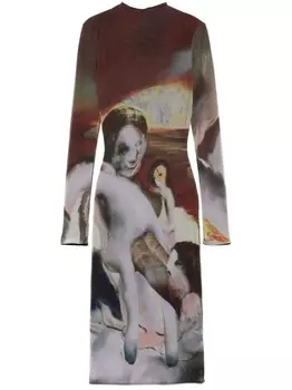 Платье миди Mugler Sunset Sees, коричневый