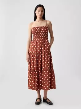 Платье миди на бретелях Gap, коричневый