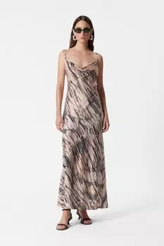 Платье миди на бретелях с водопадным вырезом & Other Stories, мультиколор