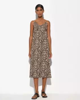 Платье миди на бретелях с животным принтом Parfois, коричневый