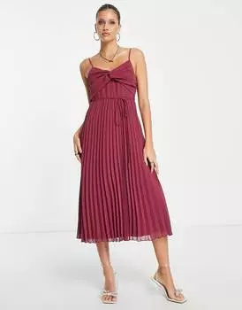 Платье миди на бретелях со складками и поясом ASOS DESIGN
