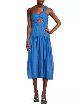 Платье миди на одно плечо Aubrey с вырезом A.L.C., цвет Coastal Blue
