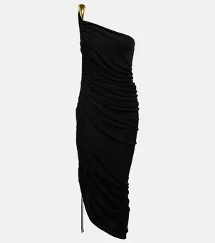 Платье миди на одно плечо BOTTEGA VENETA, черный