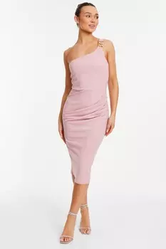 Платье миди на одно плечо нежно-розового цвета QUIZ Clothing