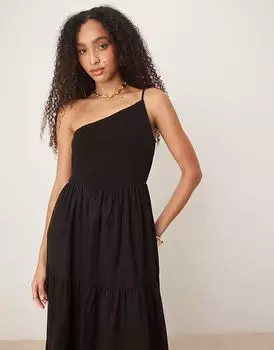 Платье-миди на одно плечо от Nobody's Child Frome черного цвета