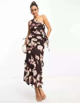 Платье миди на одно плечо с водопадом ASOS