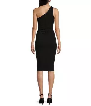 Платье миди на одно плечо с розеткой и разрезом спереди Honey and Rosie, черный