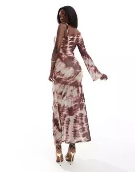 Платье миди на одно плечо с рукавами-колокольчиками ASOS DESIGN